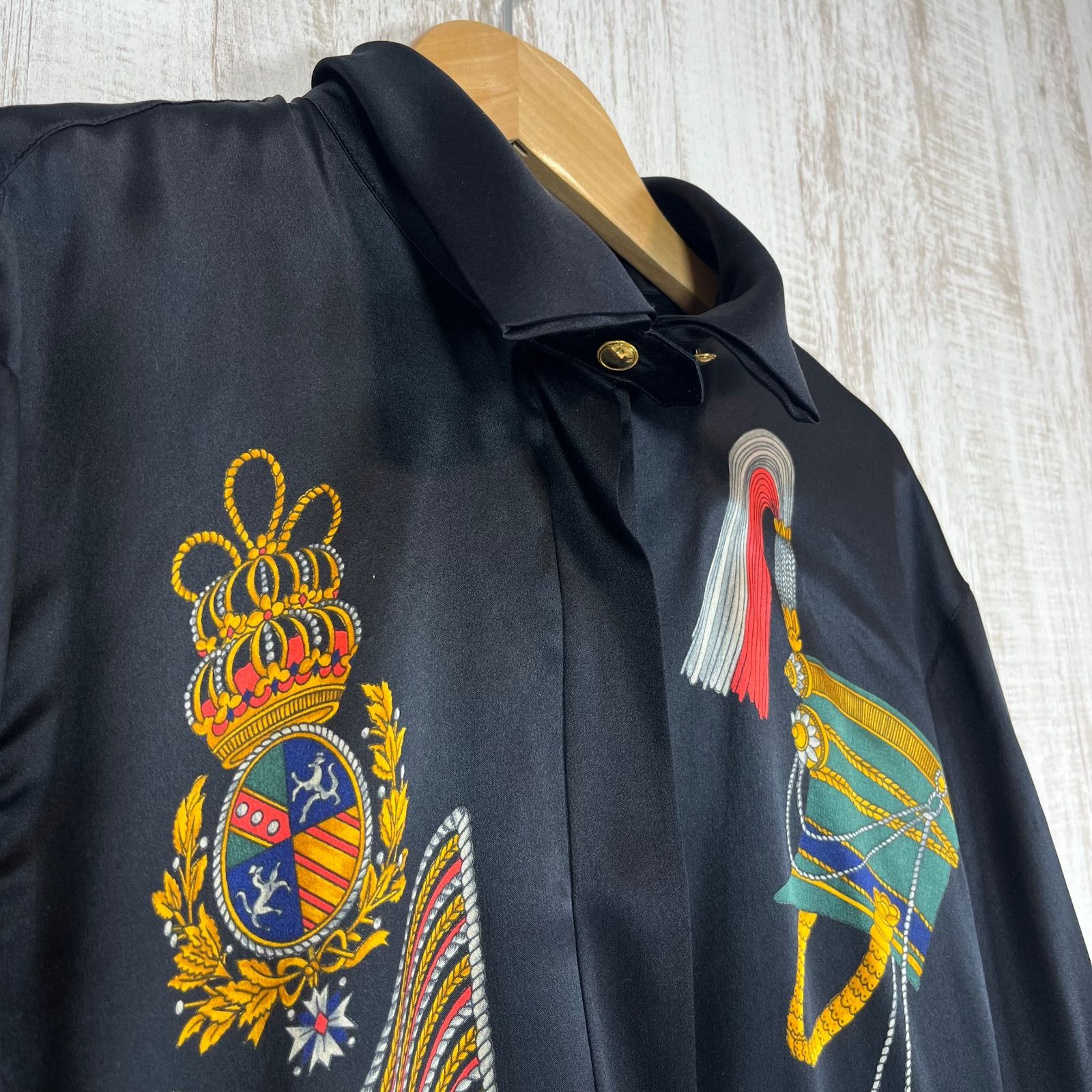 ESCADA エスカーダ ヴィンテージ 金ボタン ミリタリー シルク100% 長袖 