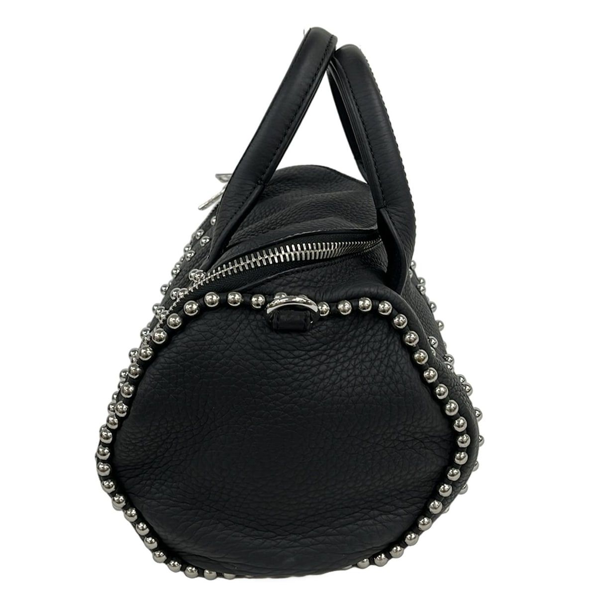 美品★alexanderwang★ロッキースタッズ2wayバッグ 黒 シボレザー 美品☆alexanderwang☆ロッキースタッズ2wayバッグ 黒 シボレザー