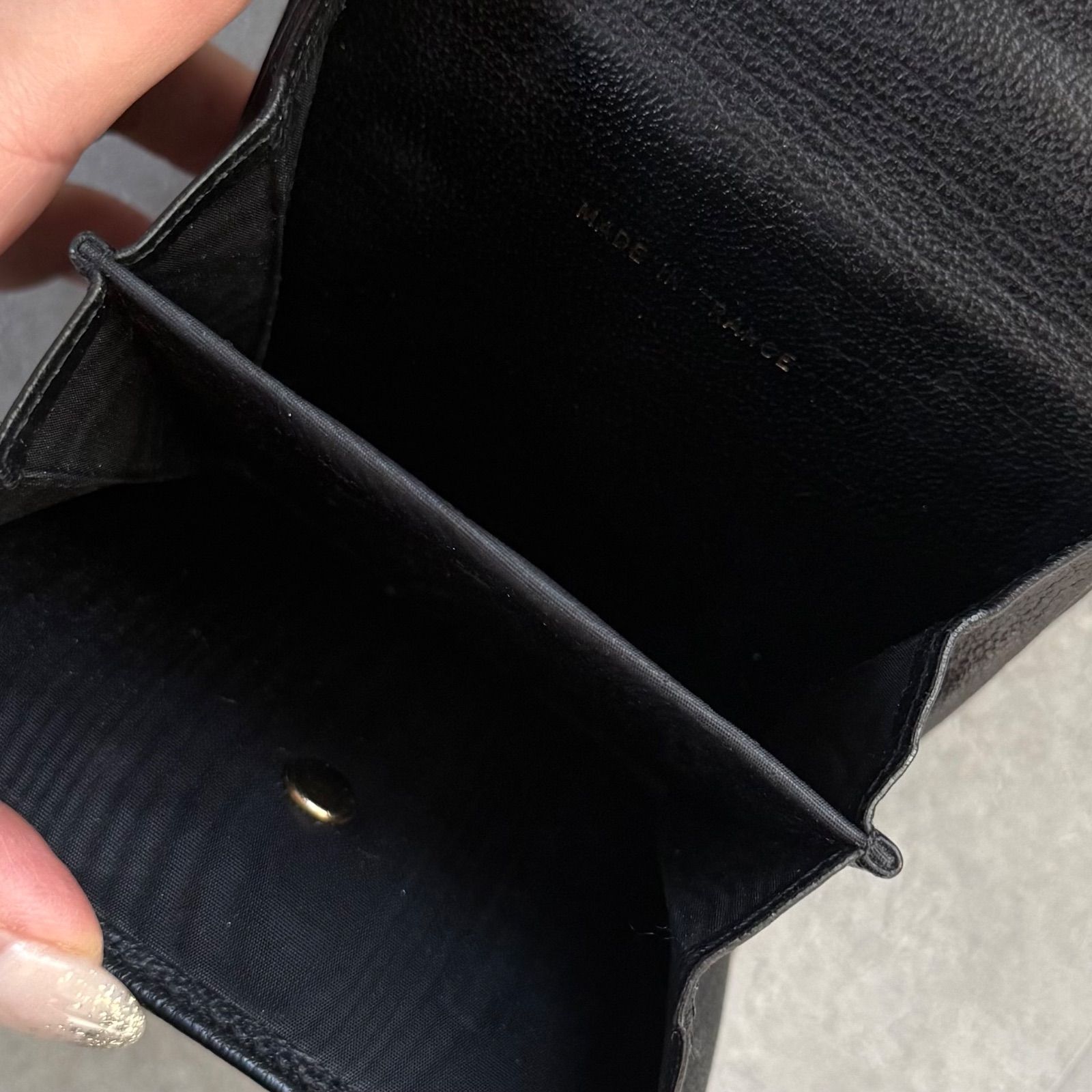 CHANEL シャネル ココマーク レザー 三つ折り財布 wホック ブラック 黒