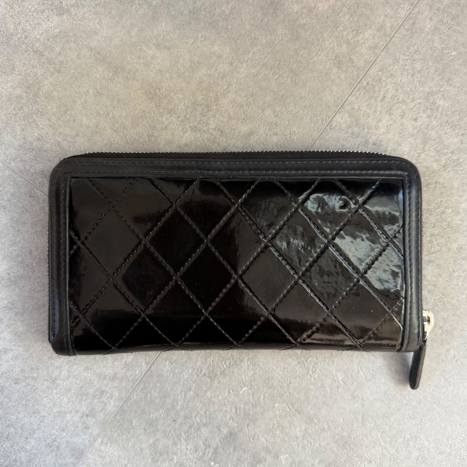 CHANEL⭐︎シャネル⭐︎ブラック⭐︎パテントレザー⭐︎キルティング⭐︎長財布 CHANEL シャネル マトラッセ ラウンドファスナー長財布 ココマーク
