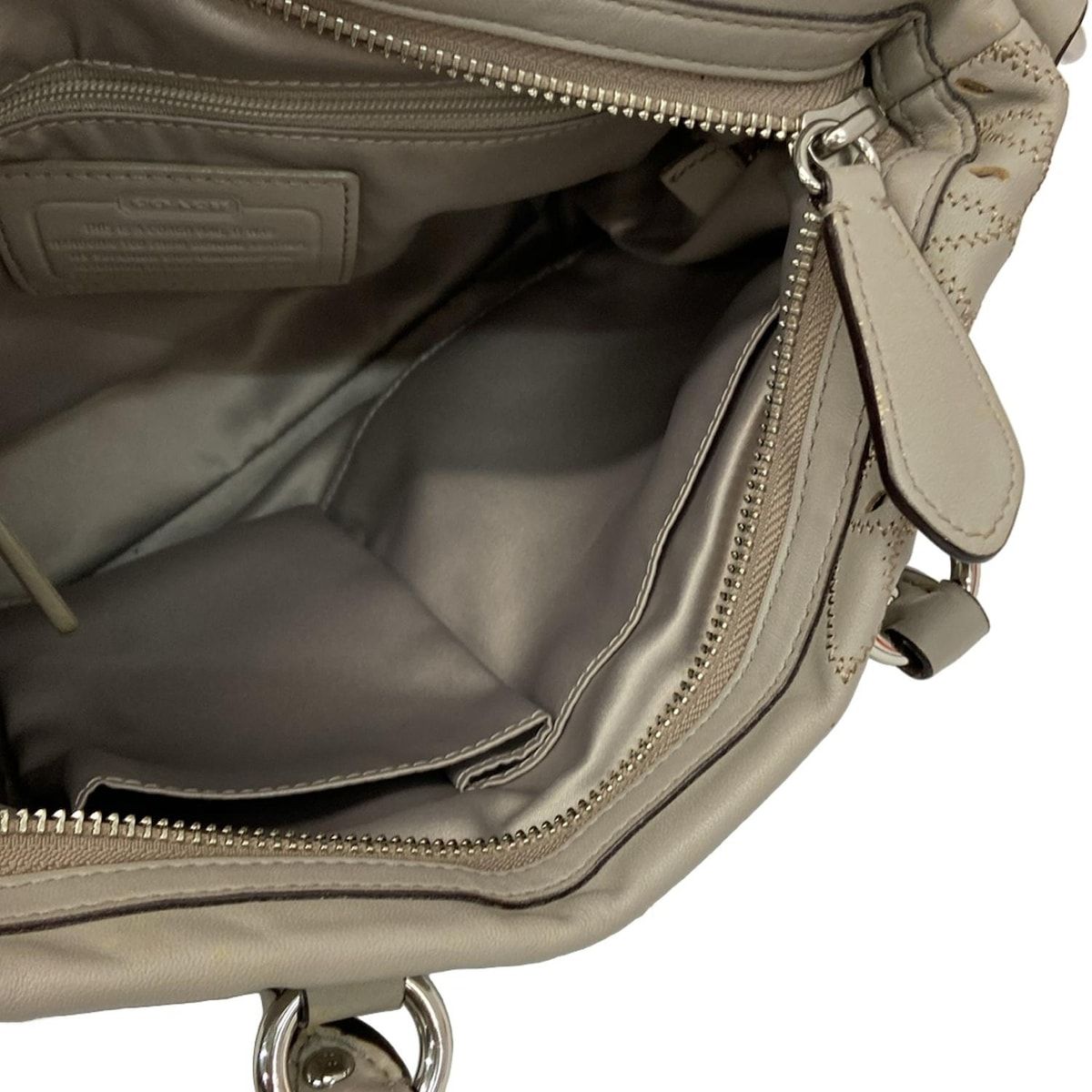 グレージュ コーチ ハンドバッグ F22486 レザー グレージュ系 シルバー 