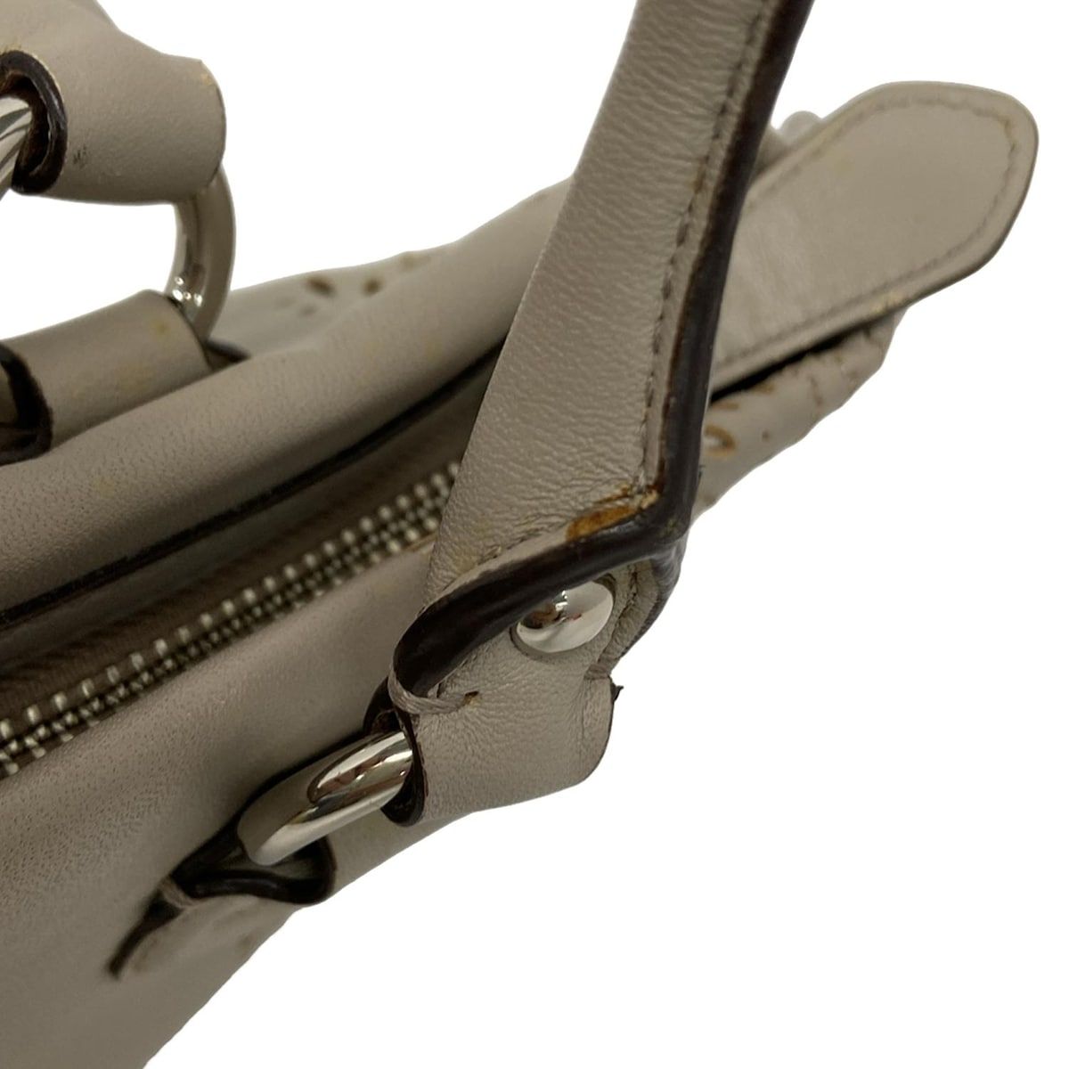 グレージュ コーチ ハンドバッグ F22486 レザー グレージュ系 シルバー 