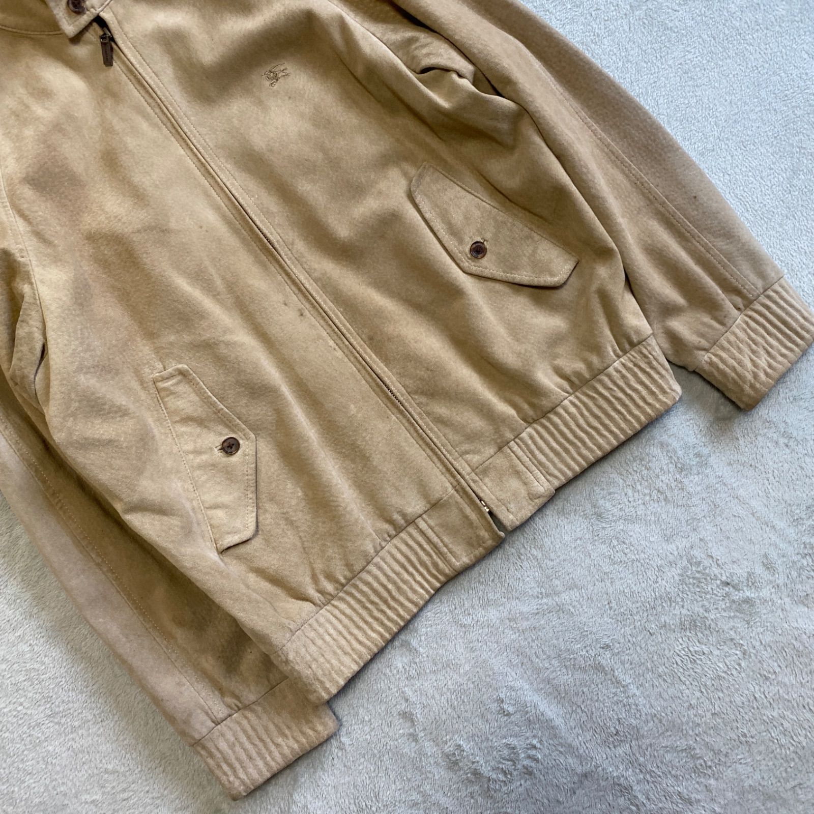 BURBERRY スエードレザー スイングトップベージュ ジャケット 豚革 本 