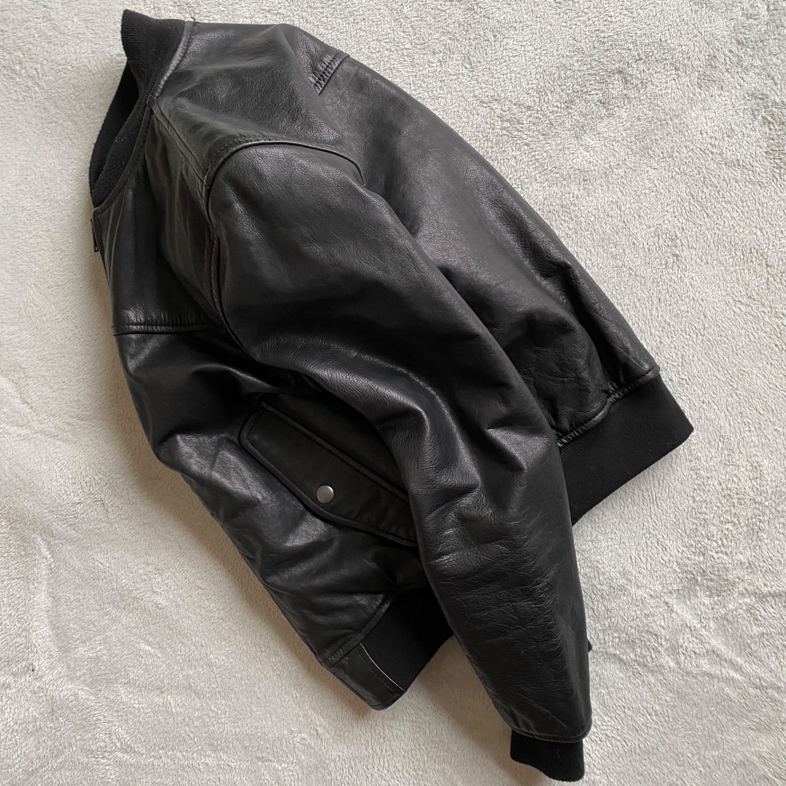 OLD GAP MA-1 レザージャケット S ブラック オールドギャップ カウ