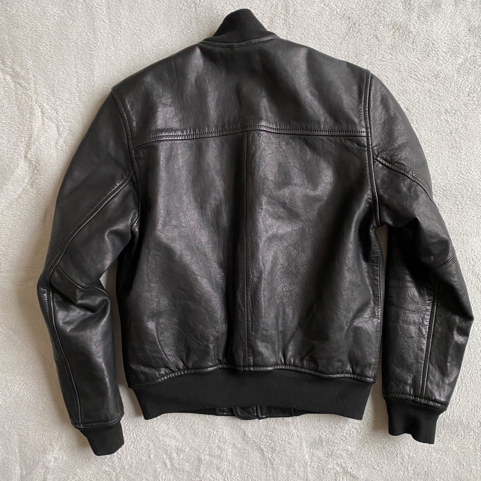 OLD GAP MA-1 レザージャケット S ブラック オールドギャップ カウ