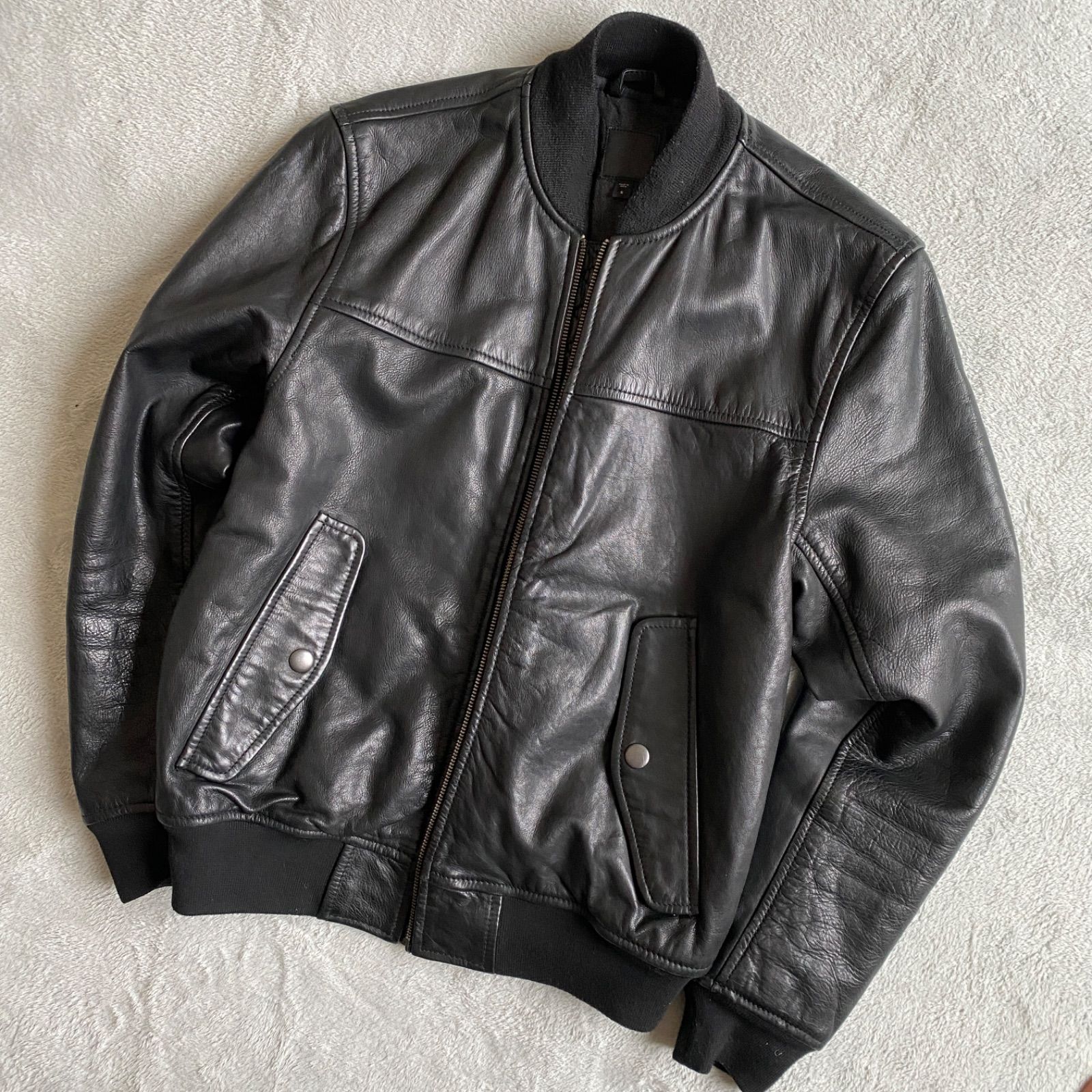 OLD GAP MA-1 レザージャケット S ブラック オールドギャップ カウ