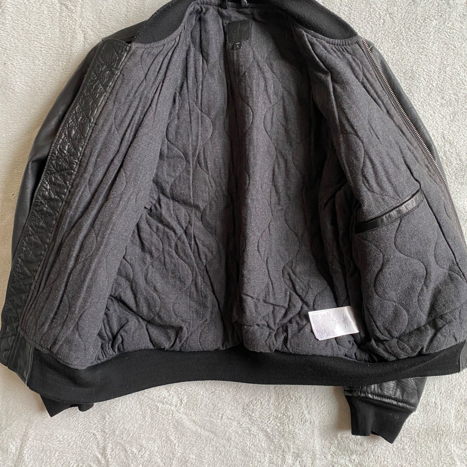 OLD GAP MA-1 レザージャケット S ブラック オールドギャップ カウ