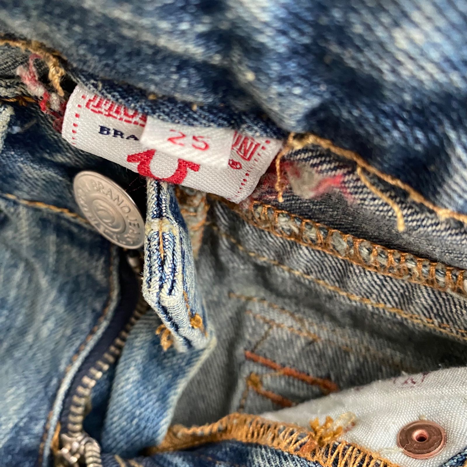  TRUE トゥルーレリジョン デニムパンツ ダメージ加工 フ ブーツカット y 2 k アーカイブ archive サイズ25 ブーツカットデニム フレアデニム デニム ジーンズ