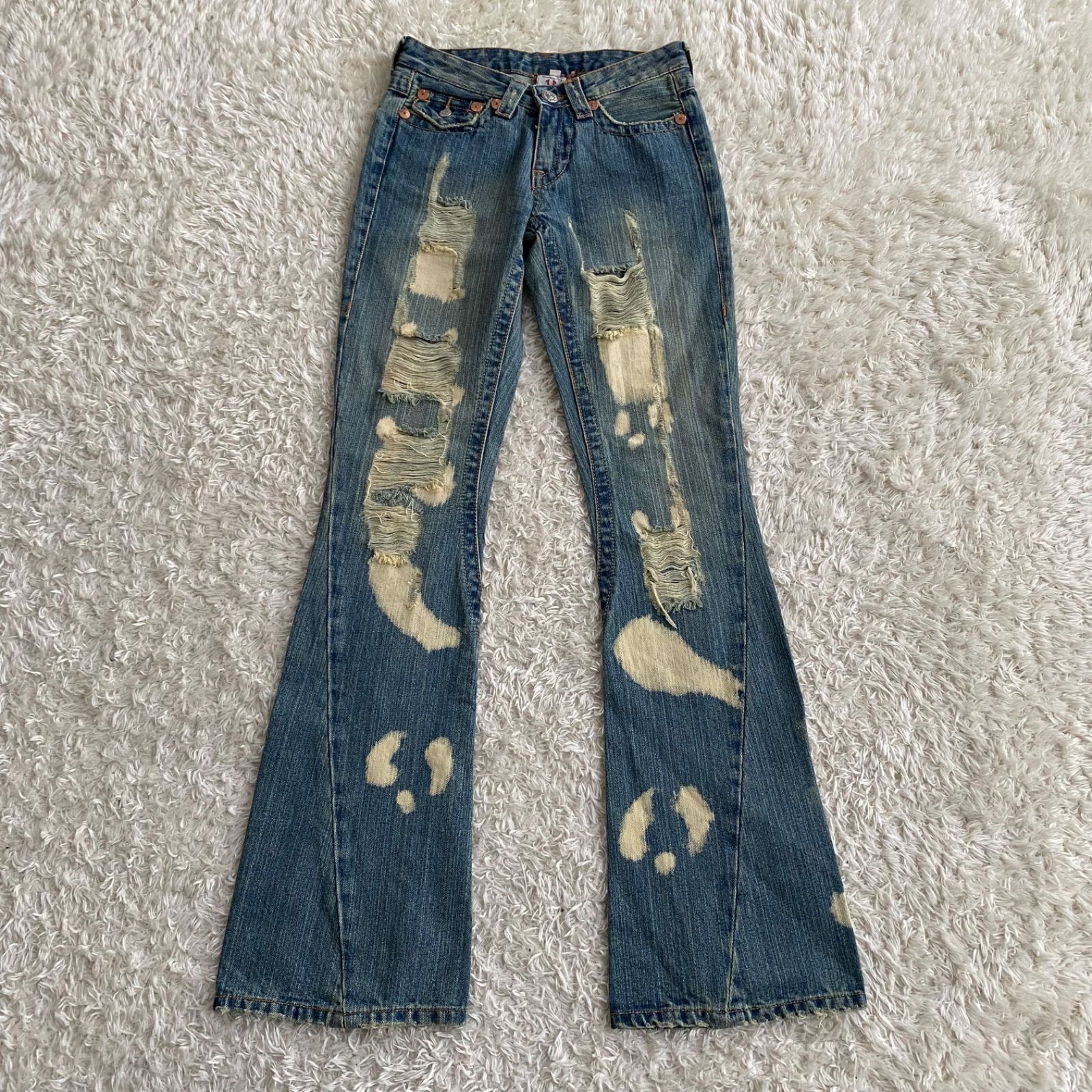 TRUE トゥルーレリジョン デニムパンツ ダメージ加工 フ ブーツカット y 2 k アーカイブ archive サイズ25