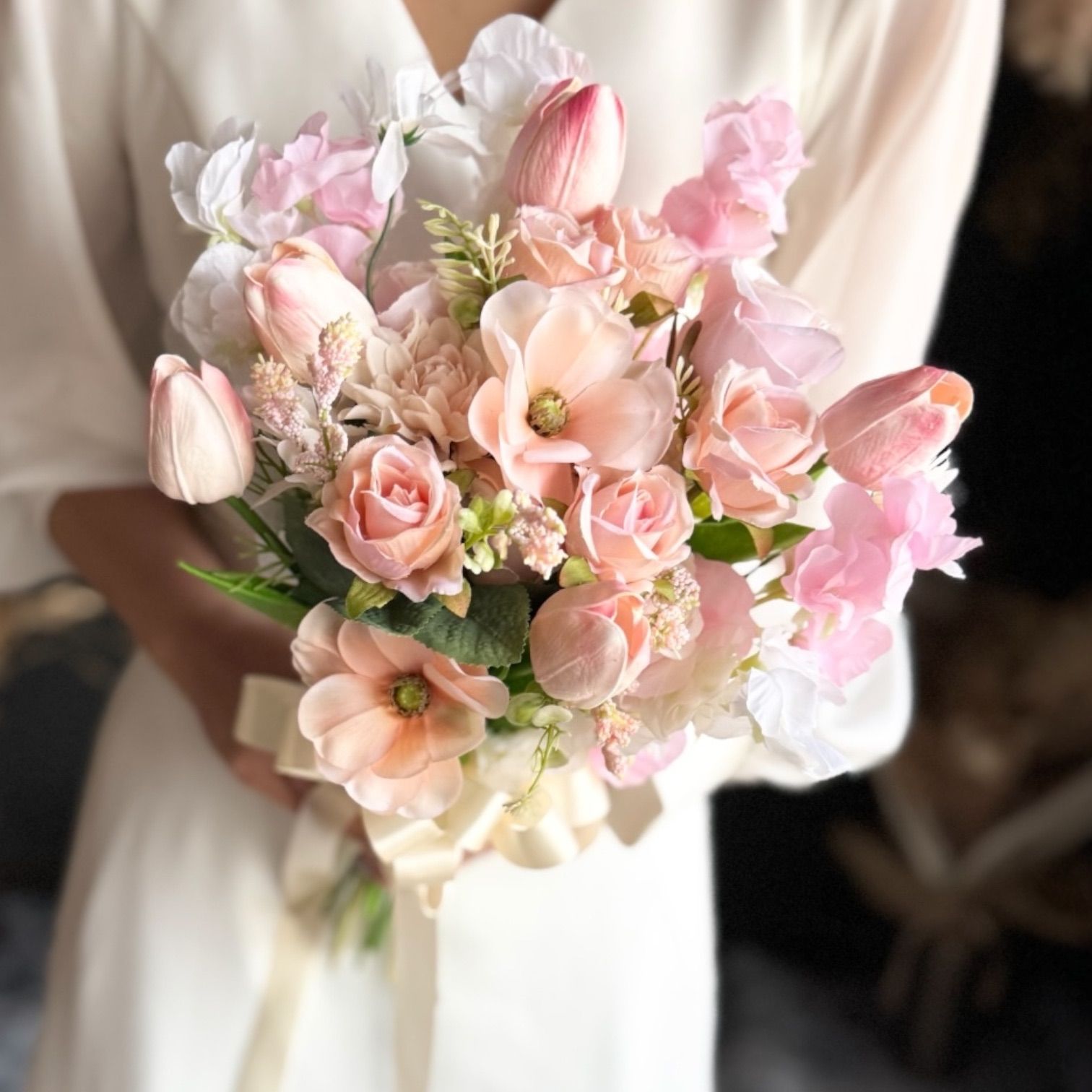 サーモンピンク×オレンジクラッチブーケ☆ブートニア サーモンピンク×オレンジクラッチブーケ☆ブートニア