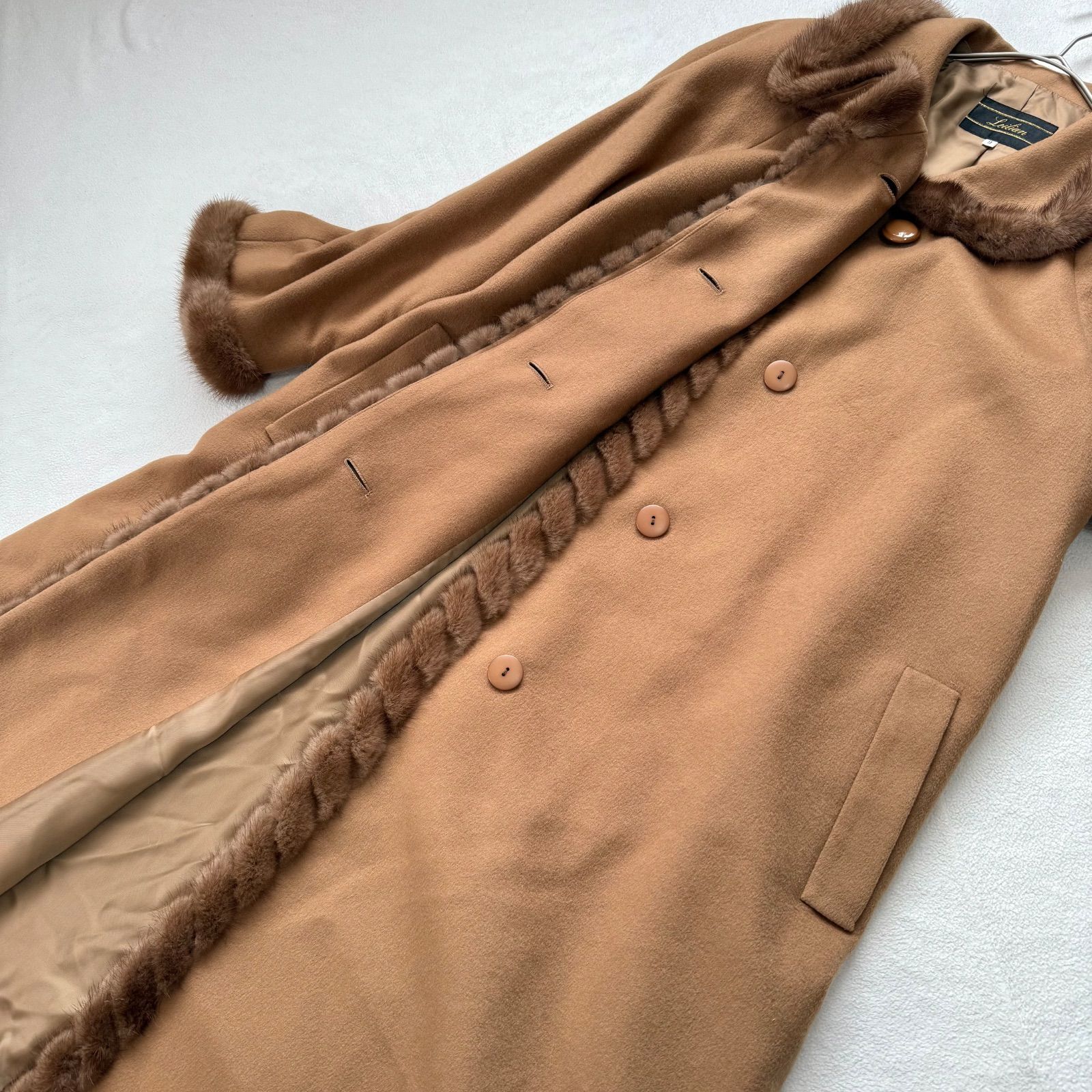 極美品・9号✨レリアン カシミヤ100% ミンクファー ロング コート