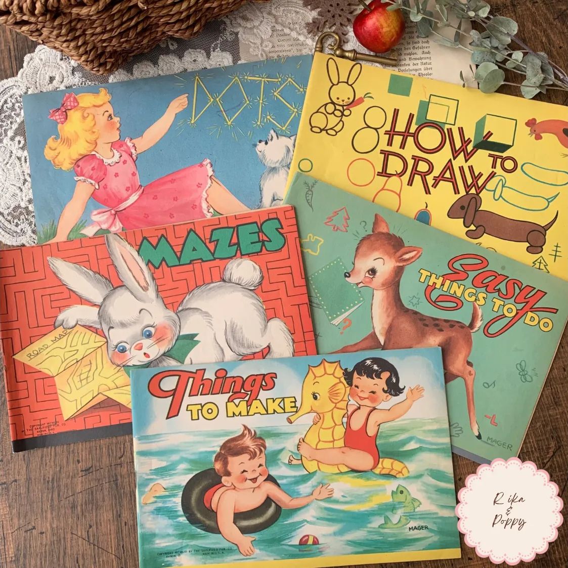 ヴィンテージ 絵本 ワークブック 5冊セット 1950年 ジャンクジャーナル