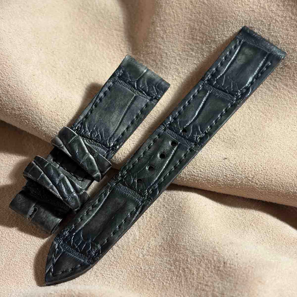 exh-52 ブライドルブラック クロコダイル 腕時計ベルト ラグ幅20mm exh-52 ブライドルブラック クロコダイル 腕時計ベルト (ラグ幅20mm