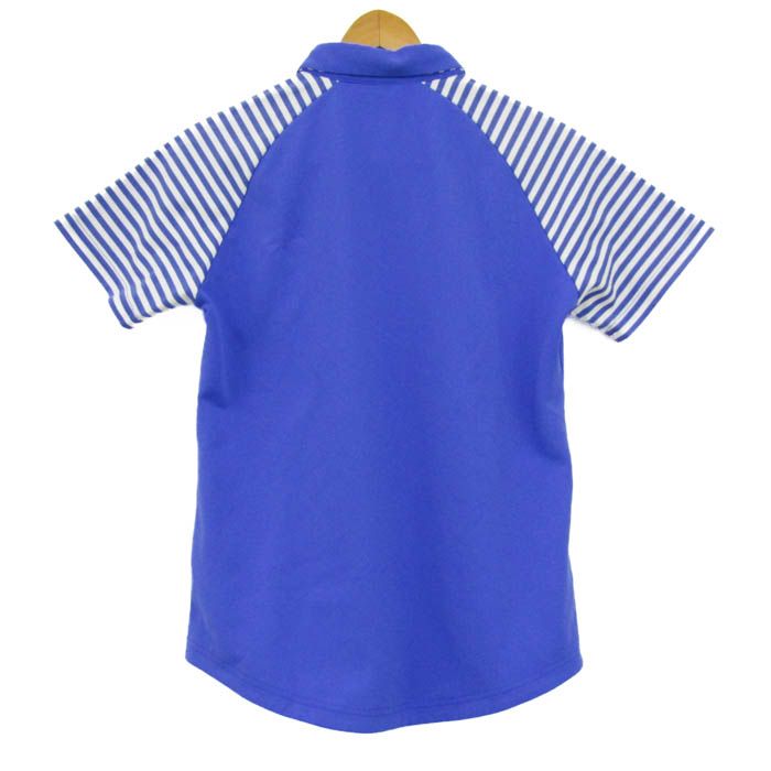 NIKE GOLF 半袖ハーフジップ Nike DRI-FIT ストライプポロシャツ 青