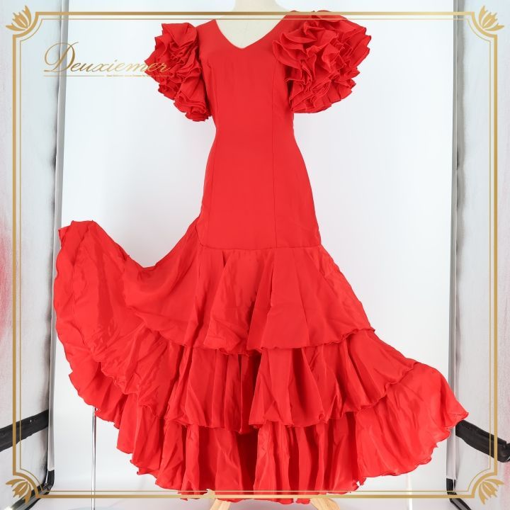 【フラメンコ衣装】レッド HERMOSA IBERIA ワンピース ドレス 赤 フラメンコ衣装】レッド HERMOSA IBERIA ワンピース ドレス 赤