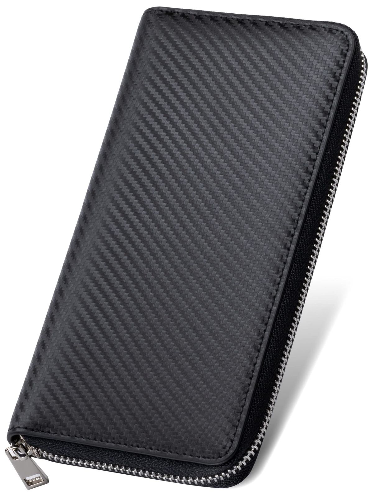 ムラ 長財布 財布 メンズ ファスナー 本革 カード入れ 小銭入れ ラウンドファスナー カーボン ブラック