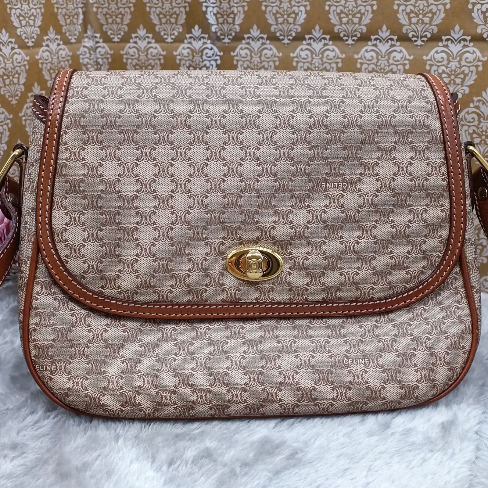CELINE》 セリーヌ ショルダーバッグ マカダム柄 総柄 PVC オールド