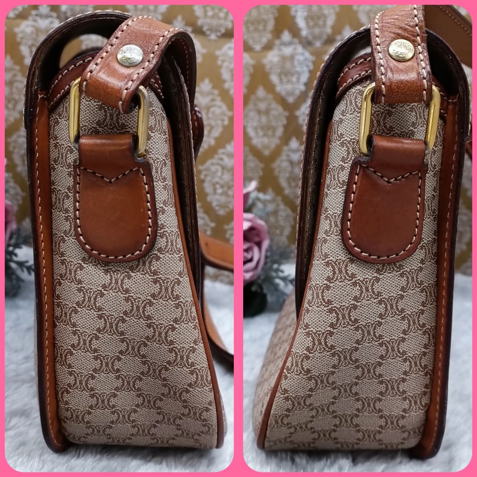CELINE》 セリーヌ ショルダーバッグ マカダム柄 総柄 PVC オールド 