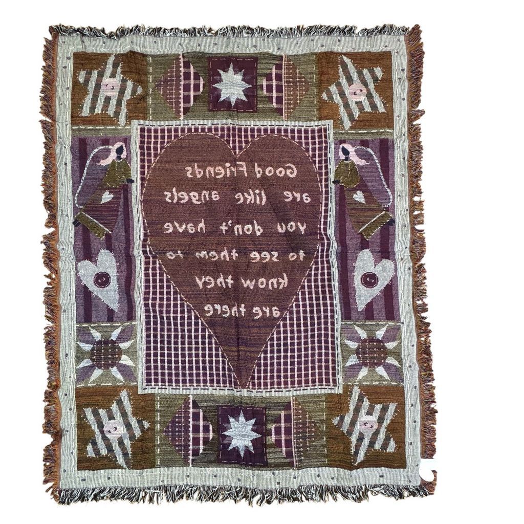 vintageラグ ブランケット マルチカバー タペストリー メッセージ