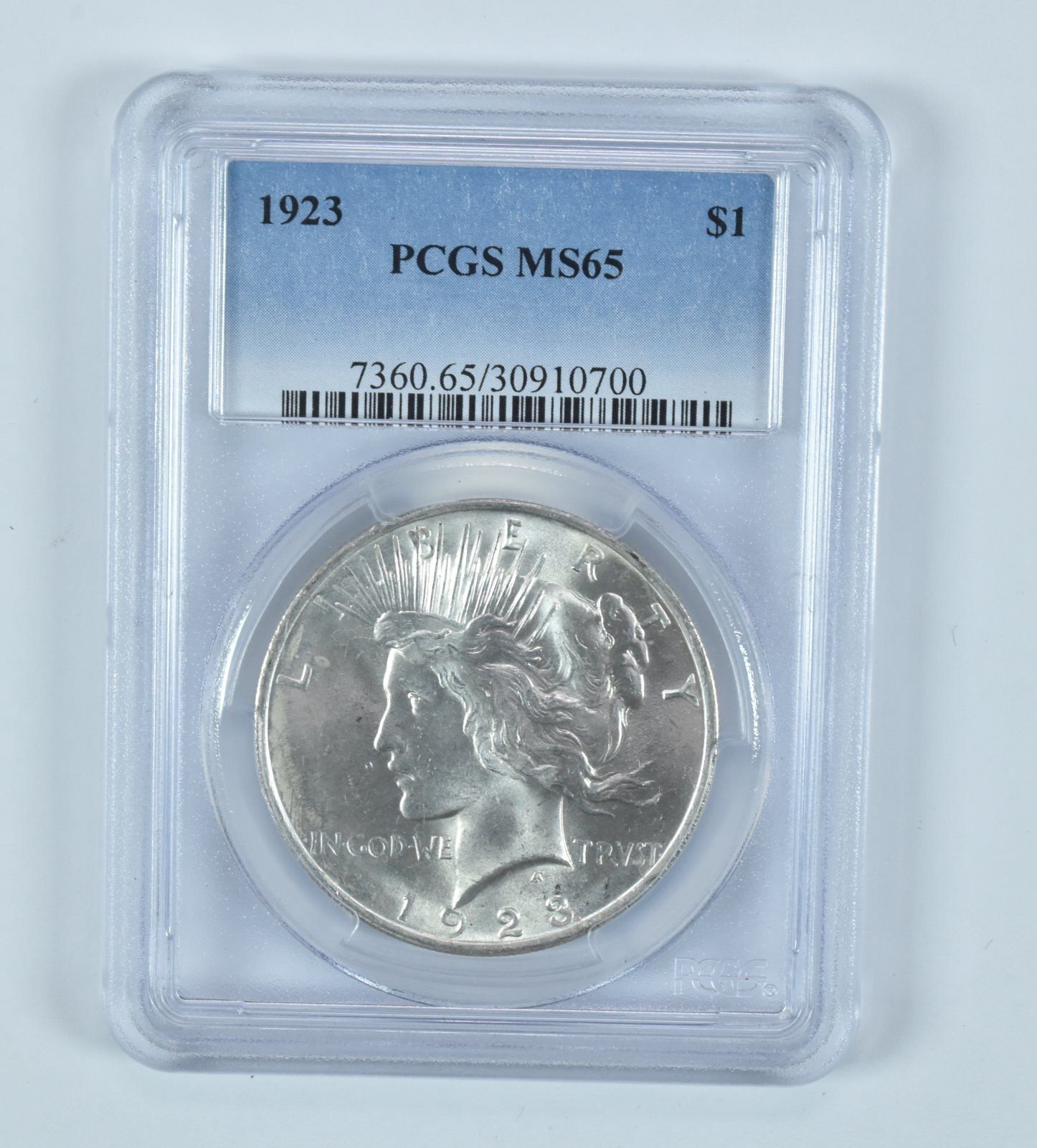 1923年 ピースシルバードル MS 65 PCGS ブルーラベル