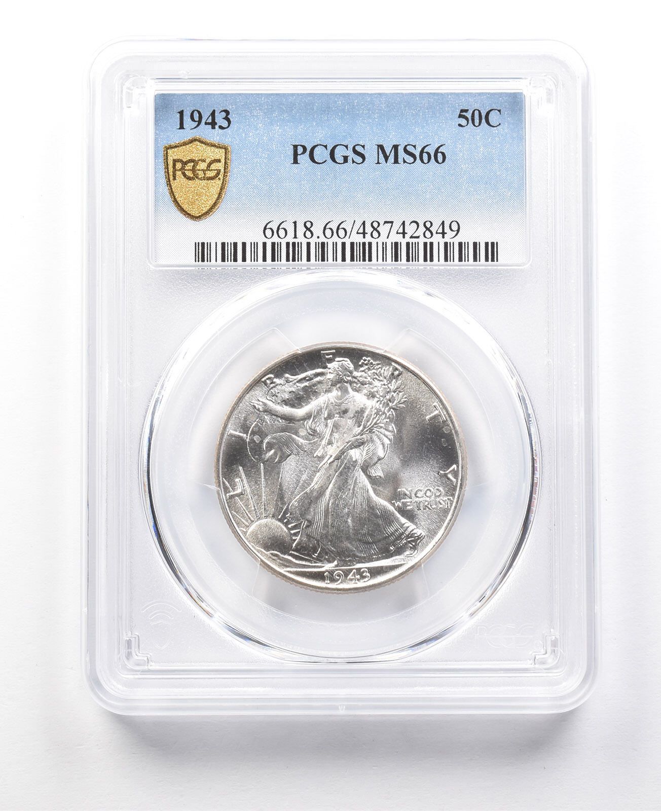 1943年ウォーキング・リバティ・ハーフダラー MS66 PCGS *3048 - メルカリ