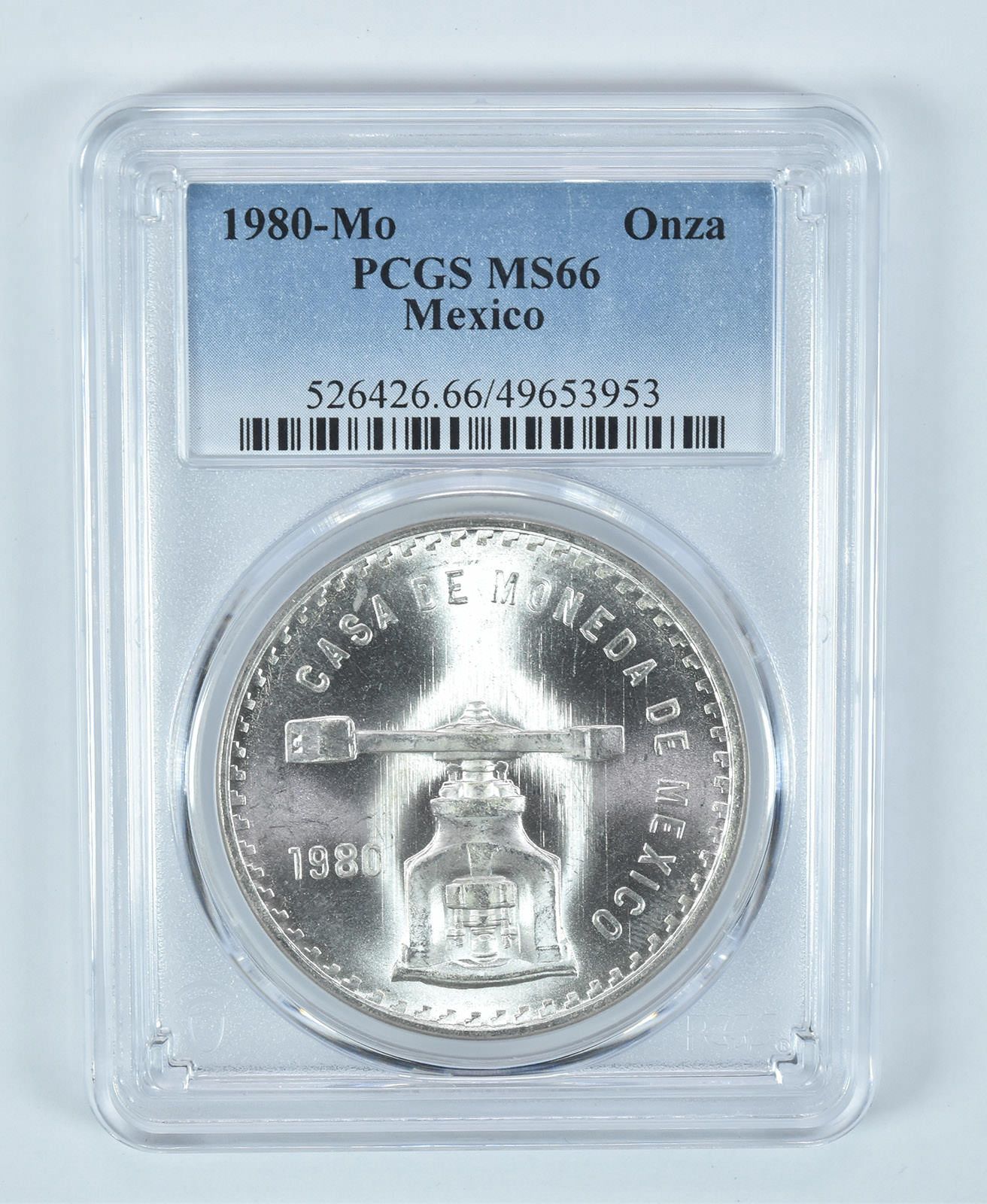 1980年 モ・メキシコ 1 オンザ シルバー MS66 PCGS ブルーラベル