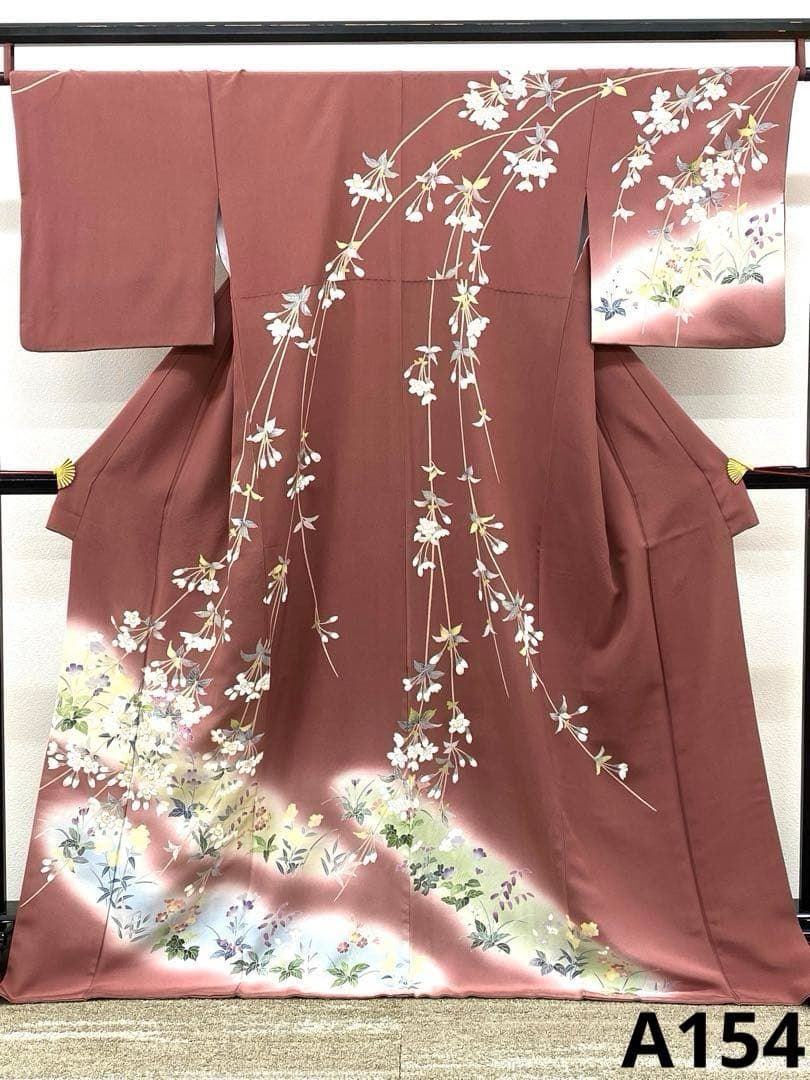 訪問着 金駒 金彩 手描き 桜 花々 ガード加工済 正絹 A154 - メルカリ
