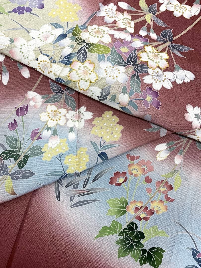 訪問着 金駒 金彩 手描き 桜 花々 ガード加工済 正絹 A154 - メルカリ