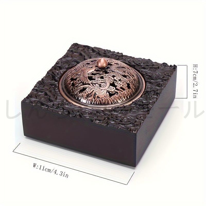 新品?未使用】 龍 香炉 黒檀 沈香 お香立て 仏具 ドラゴン 開運 幸運