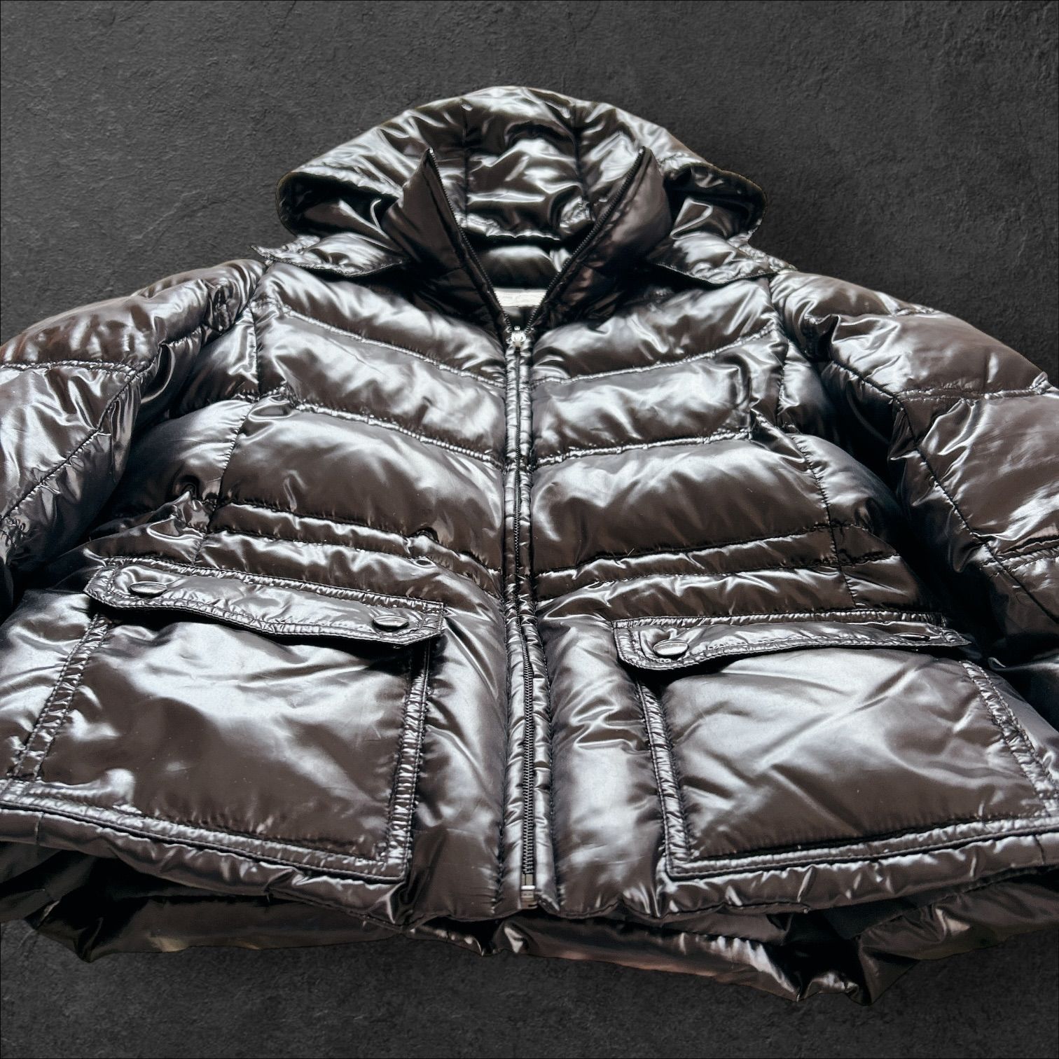 suade ダウンジャケット 短丈 y2k archive 00s 90s 00s y2k archive down Jacket 光沢 短丈 肉厚 ファー 極暖 リアル