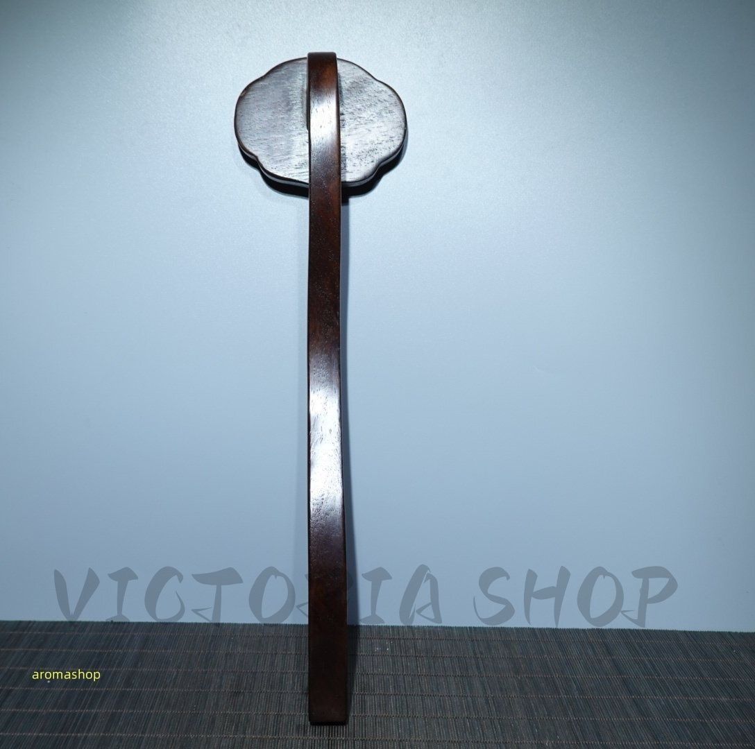 新品未使用】花梨木彫 嵌黄木如意 細密毛彫 細密 彫 中国美術 極細工