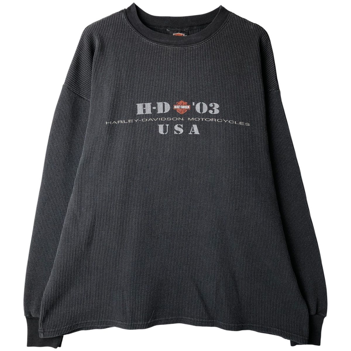 Harley-Davidson XL ワッフル生地シャツ メンズ 長袖[T84 Harley