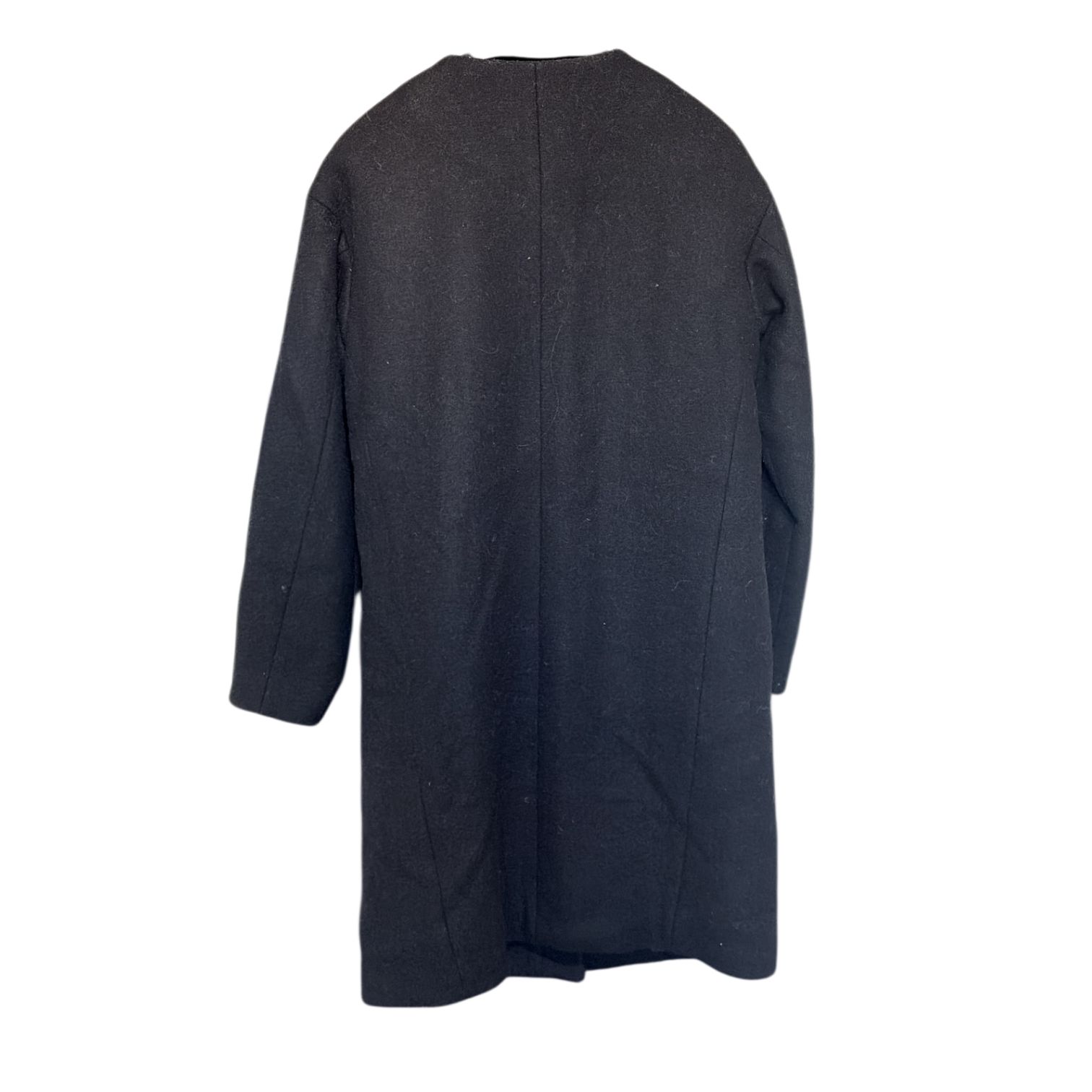 【未使用タグ付き】スピックアンドスパン　ノーカラーウールロングコート　ブラック ZK10 Spick & Span 【スピック＆スパン】ノーカラー ロングジャケット