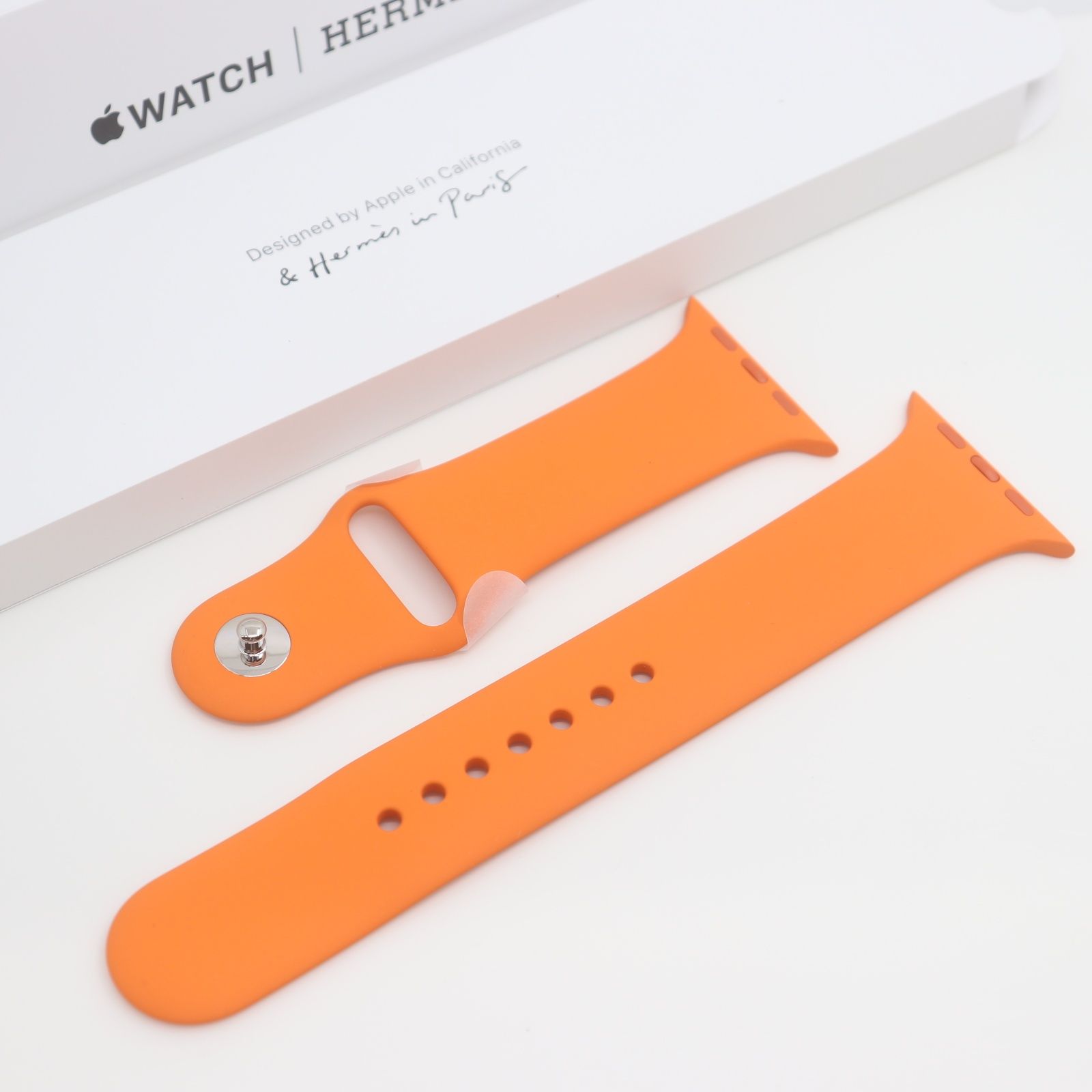 ♥品 Apple Watch アップルウォッチ HERMES エルメス 45 mm ラバーベルト オレンジ 替えベルト