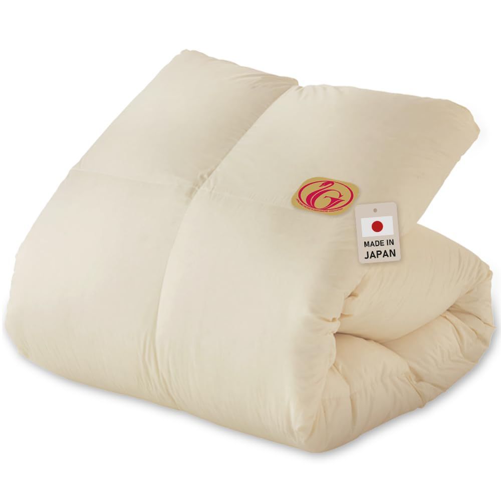 ダブル 羽毛パワーアップ加工済 ホワイトダックダウン80％ ホワイトダックダウンをリッチに配合 羽毛布団 自宅洗濯OK お手入れ簡単 アイリスプラザ アイボリー