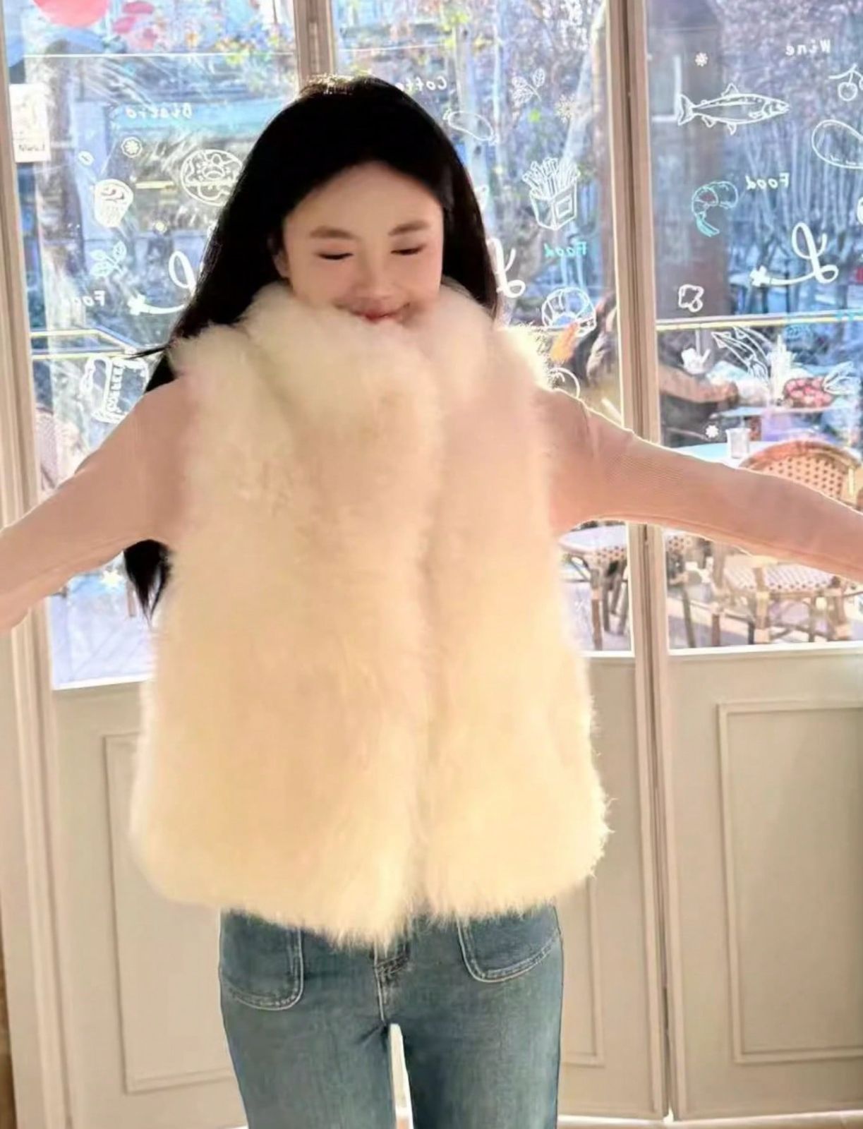 2025 秋冬新作 レディース フォックスフェイクファーベスト もちもち