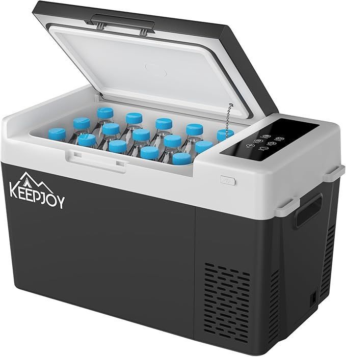KEEPJOY 車載冷蔵庫 24 L ポータブル冷蔵庫 コンプレッサー式 急速冷凍 20℃ 20℃対応 電圧保護機能搭載 DC 12 V AC 100 240 V対応 高断熱 ECO省エネ 一人暮らし 家庭用 車中泊 キャンプ C 23 W ブラック