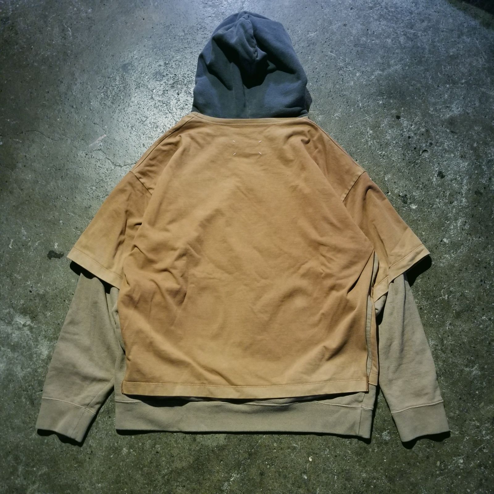 Maison Margiela 19aw ⑩ OVERSIZED LAYERED GARMENT-DYED HOODIE 46 