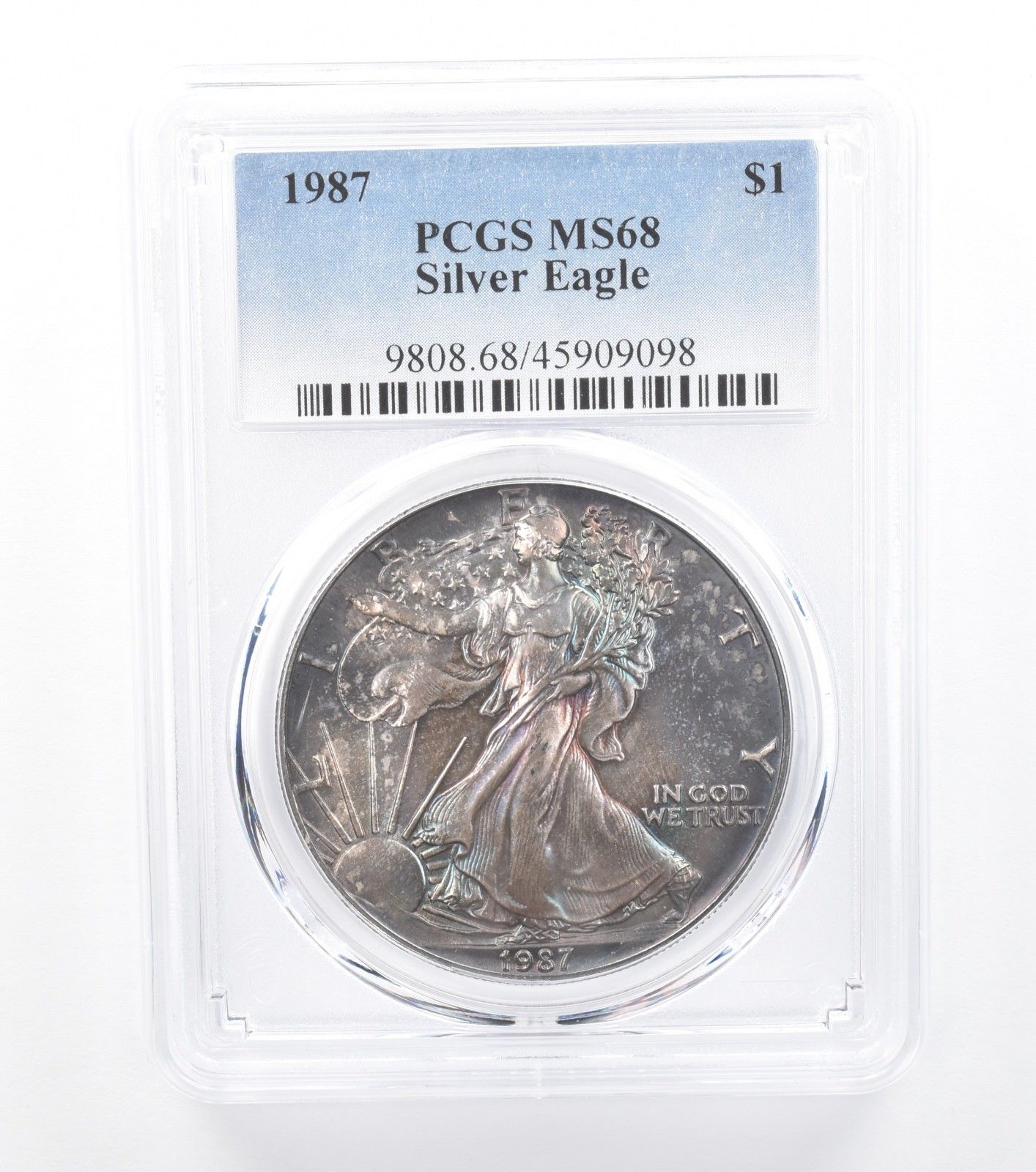 1987年 アメリカン シルバー イーグル MS68 PCGS ダークパープル