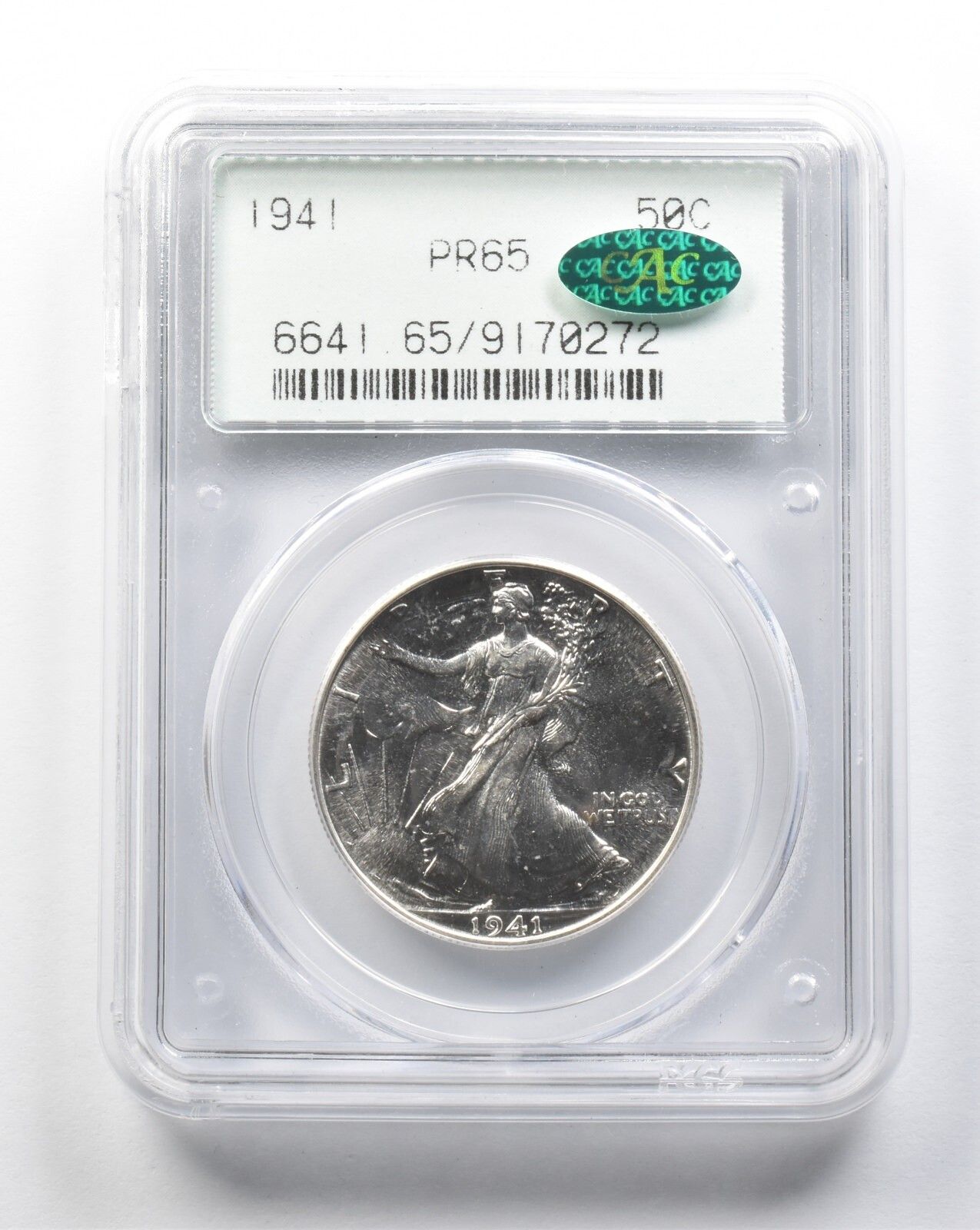 1941年ウォーキング リバティ ハーフダラー PR 65 PCGS OGH CAC 8436