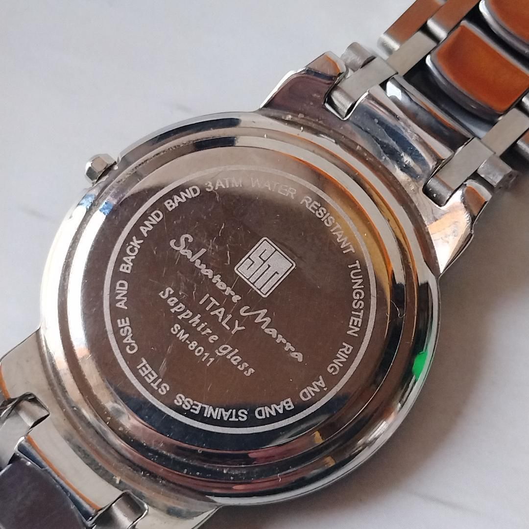  電池 天然ダイヤ サルバトーレマーラ SM 8011 BKSV クォーツ レディース ブラック ブレス サファイヤガラス 腕時計 QZ 稼働 ウォッチ 定価24万 W 178 腕時計(クォーツ) 腕時計(アナログ)