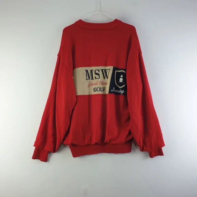 MUNSINGWEAR マンシングウェア メンズM レッド 赤 ロゴワッペン 麦編み