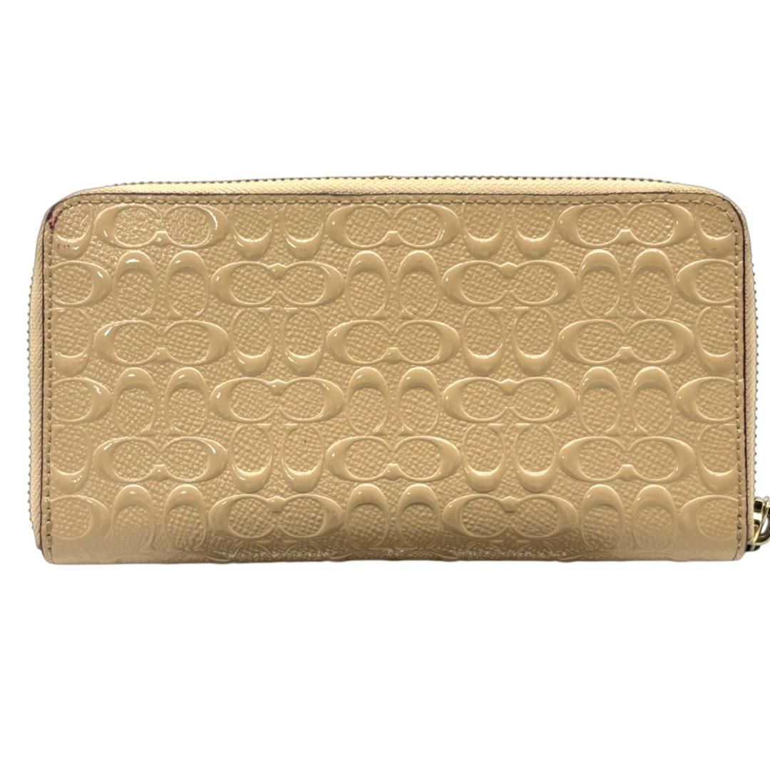 美品】コーチ COACH 長財布 ラウンドファスナー パテントレザー