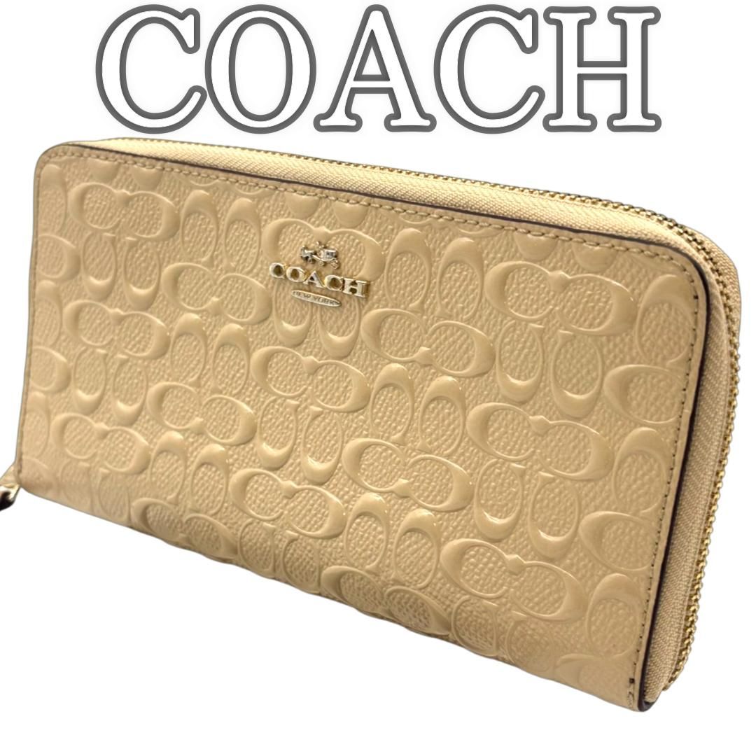 COACH コーチ 長財布 シグネチャー ゴールド ベージュ レディース 