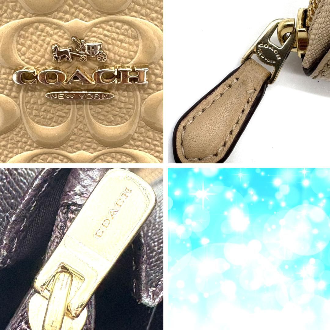 COACH♡ゴールドベージュ ロゴパターン 長財布♡正規品♡美品♡ 【公式 