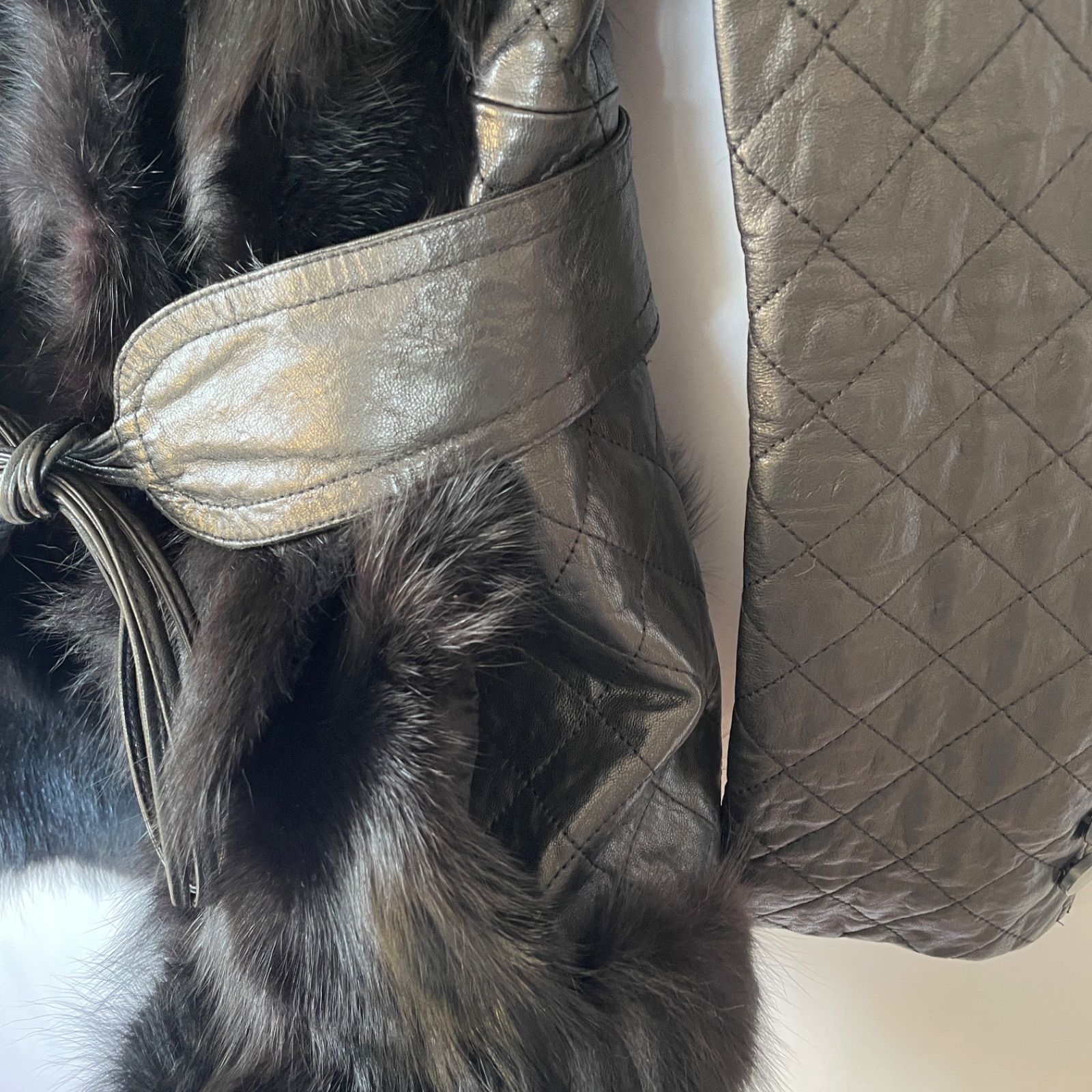 美品 ドッキング Andy トレンチコート ラムレザー 羊革 フォックス