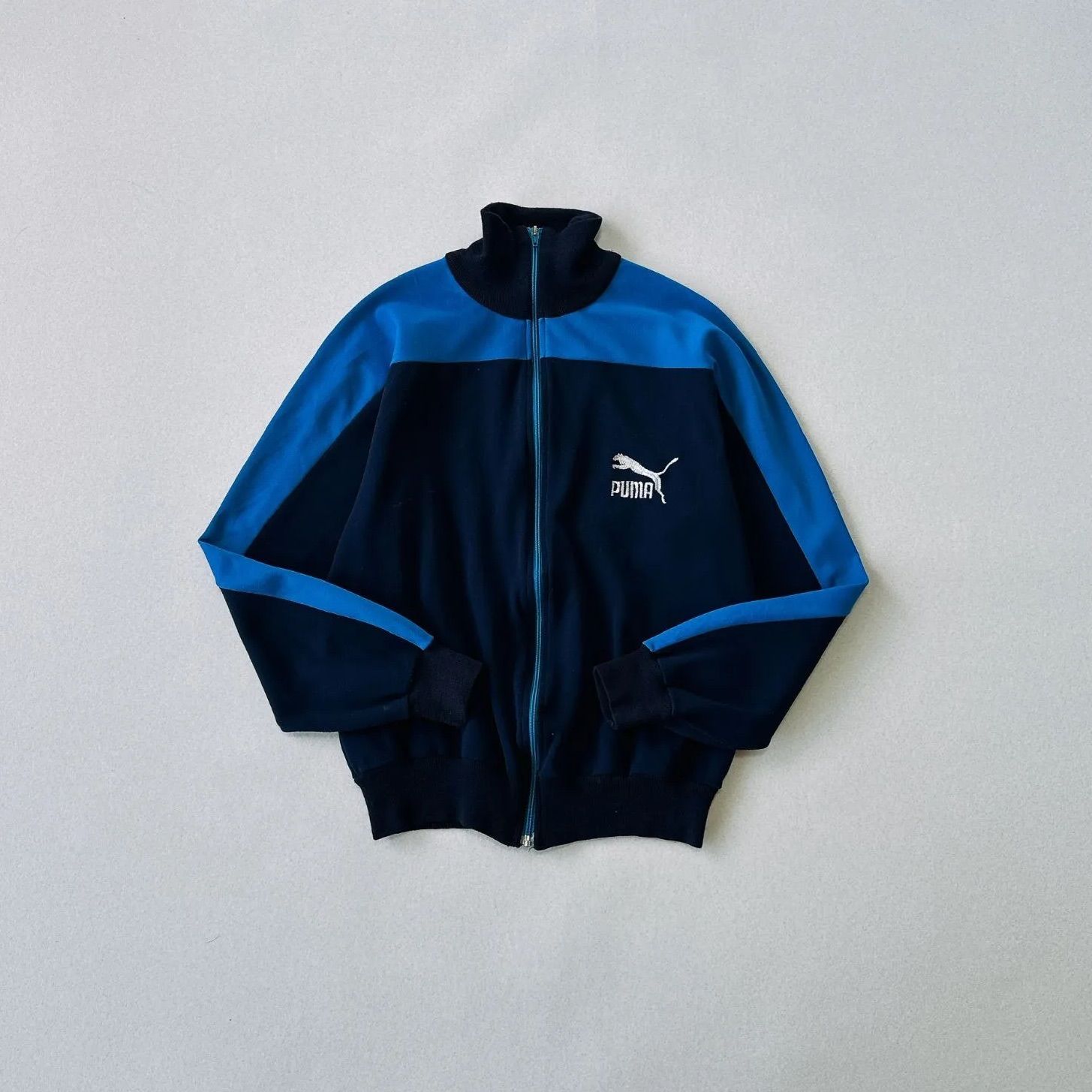 希少】80s-90s PUMA トラックジャケット L相当 紺×水色 切替 激レア