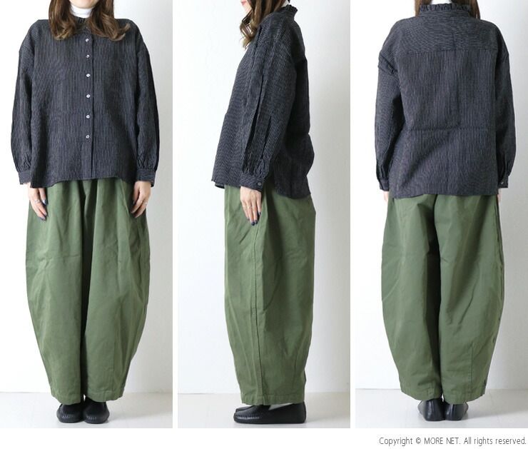 20%OFF] ソイル SOIL ウールリネンストライプフリルカラーシャツ