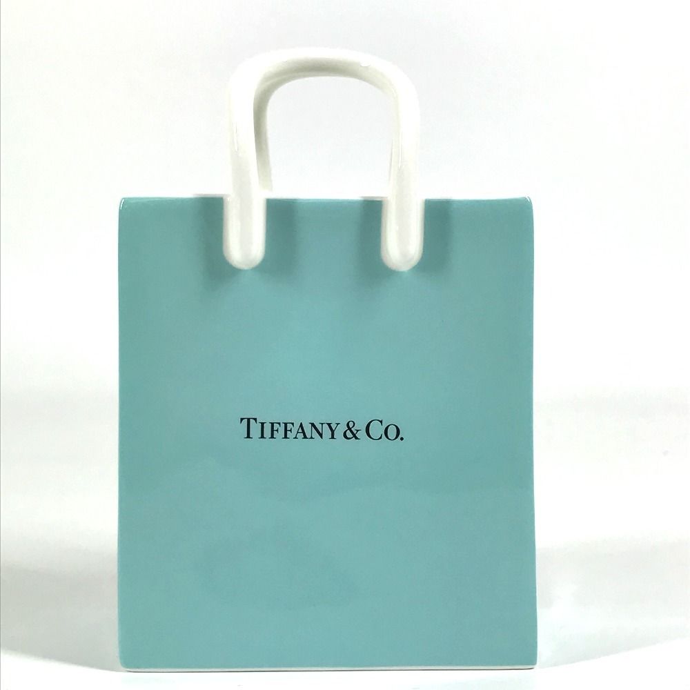 ティファニー　ショッピングバッグ型置物　陶器 TIFFANY&Co. ティファニー 小物入れ ショッピングバッグ型 ロゴ 陶器