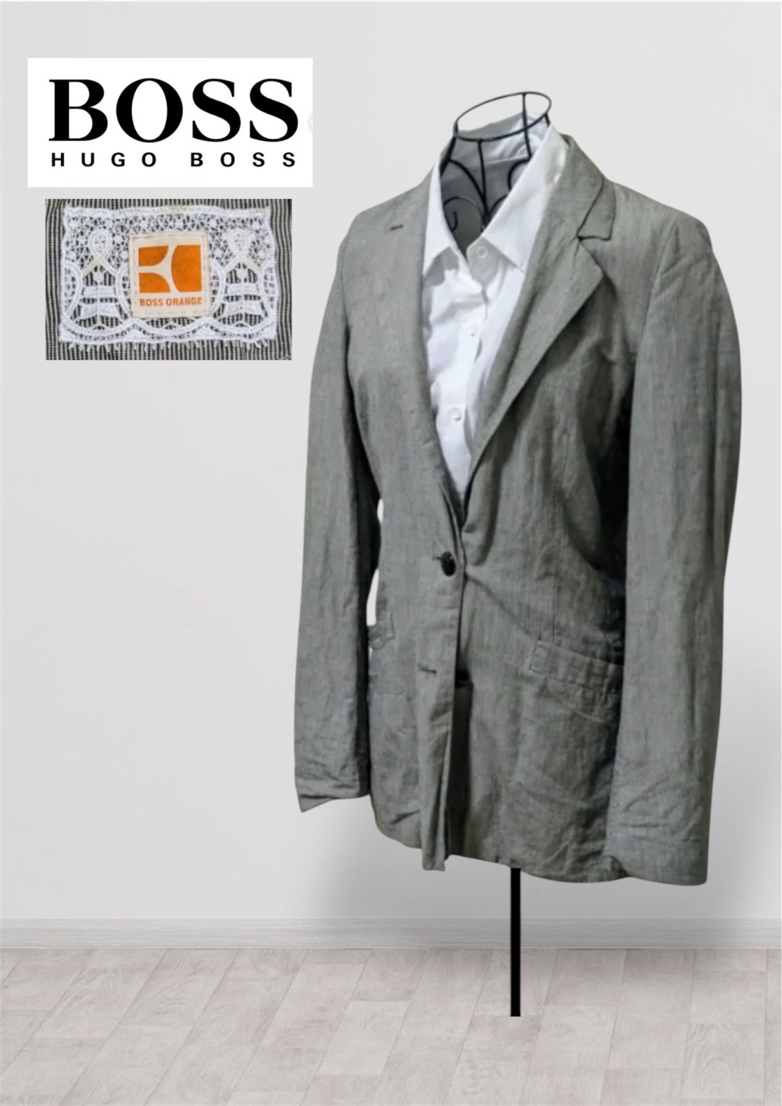 HUGO BOSS ヒューゴボス リネン100% テーラードジャケット 50 HUGO BOSS】ヒューゴボス オレンジライン レディース テーラード